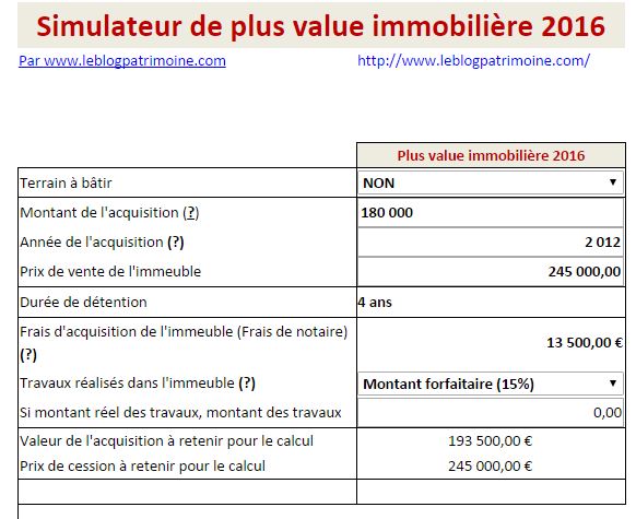 calcul d une plus value immobilière - simulateur plus value immobilière 2020